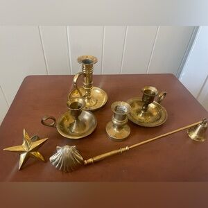 Vintage Brass Candle Holders Set